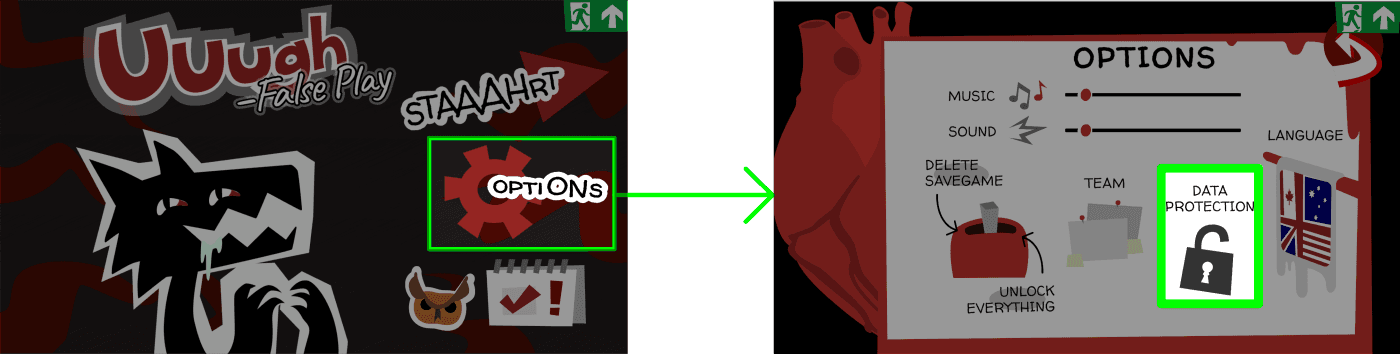 Navigation data protection from main menu