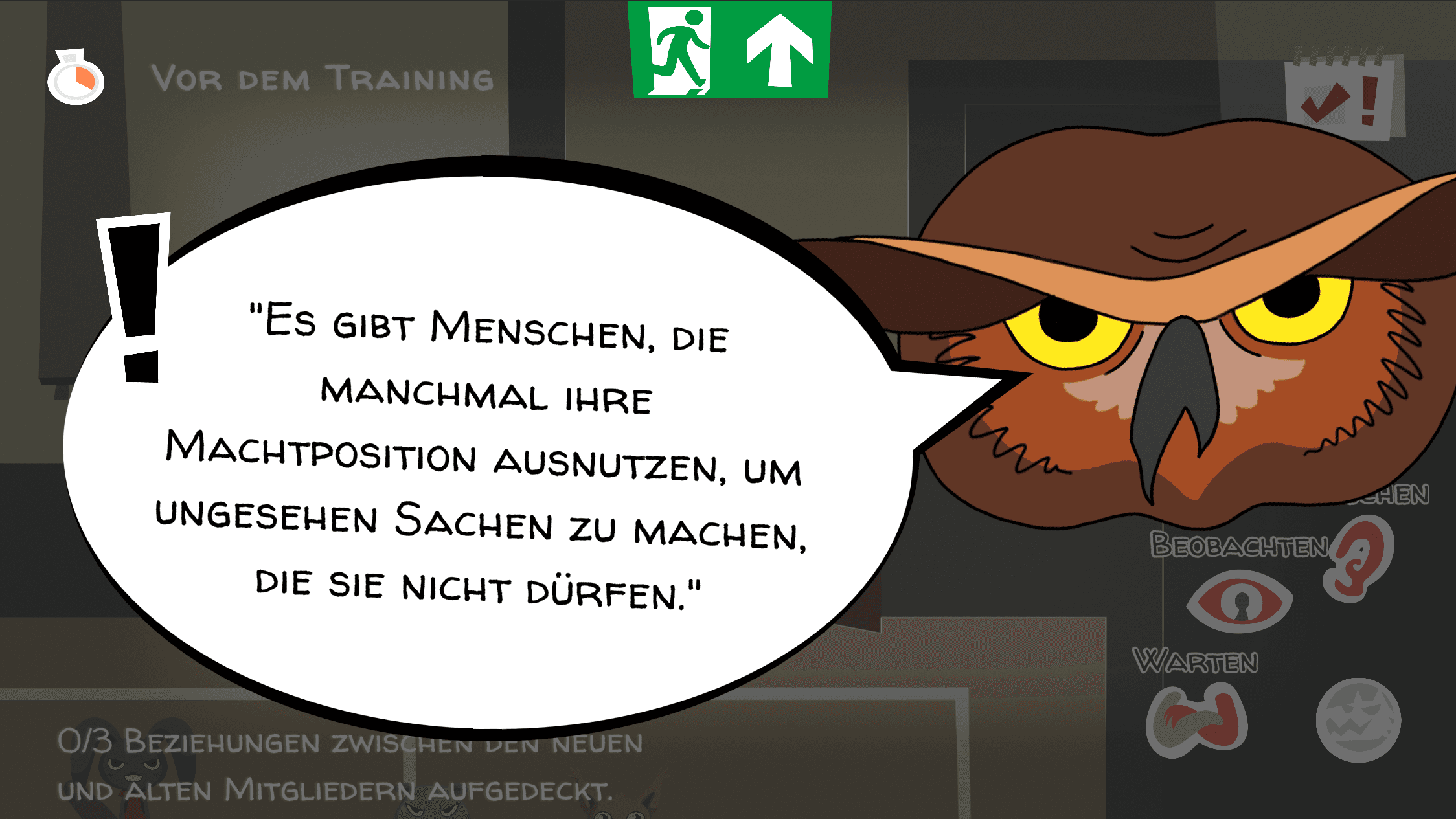 Eule erklärt Täterstrategie