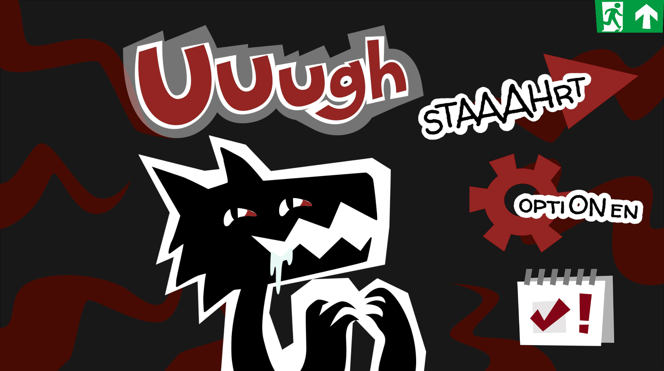 Hauptmenü des Serious Game „Uuugh – Falsches Spiel“