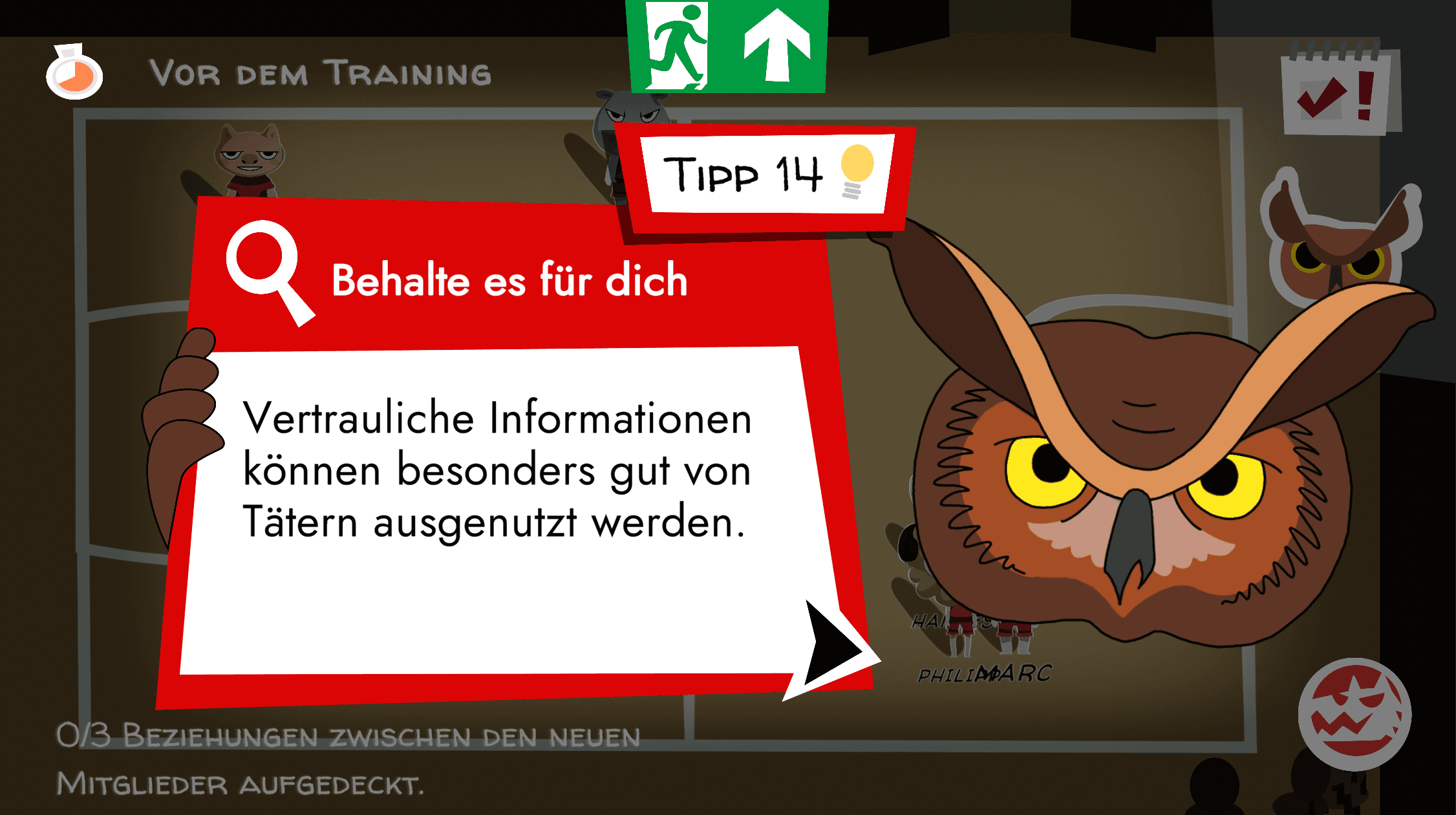 Eule gibt Tipp