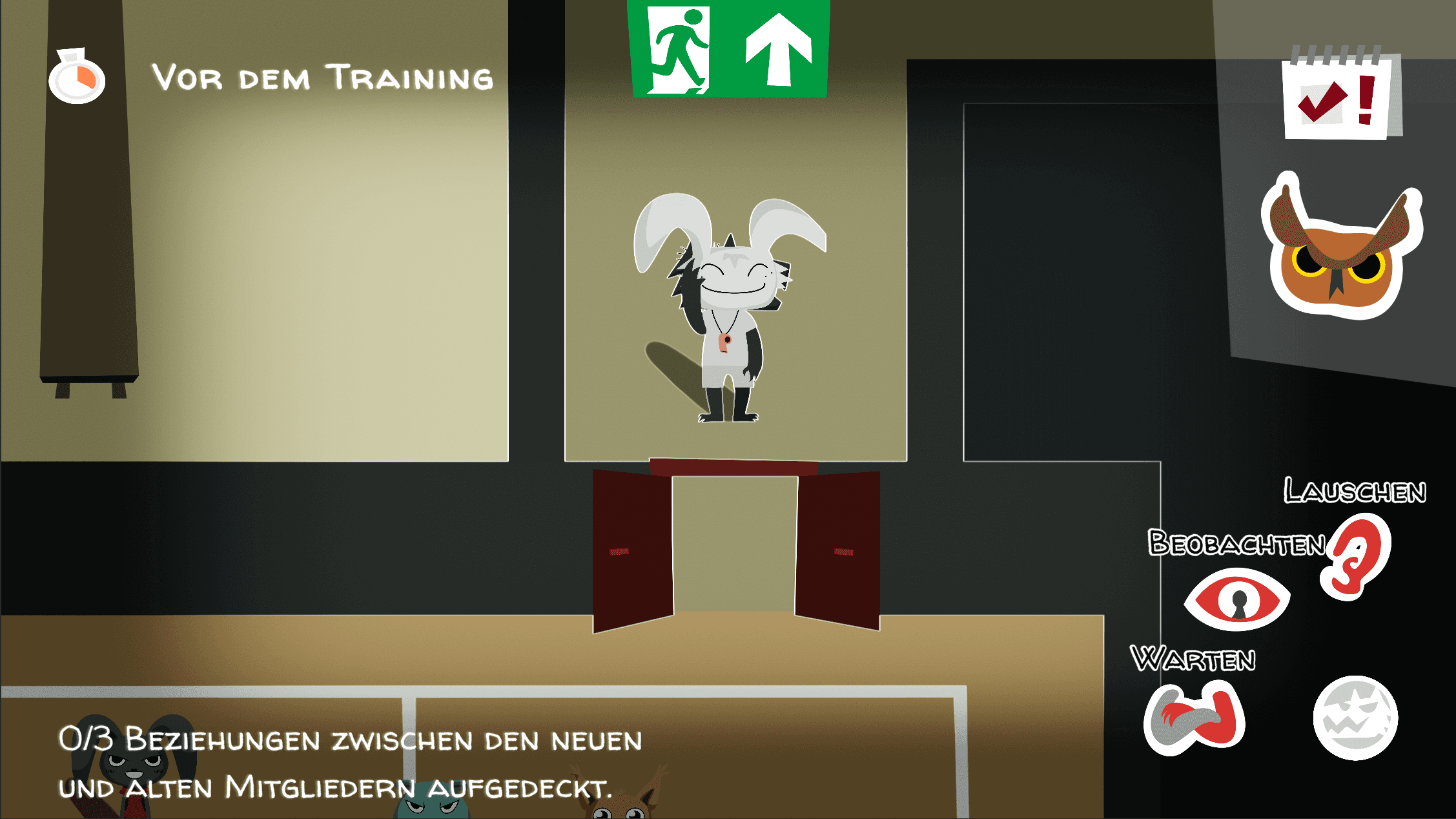 Vor dem Training setzt der Täter sich die Maske auf